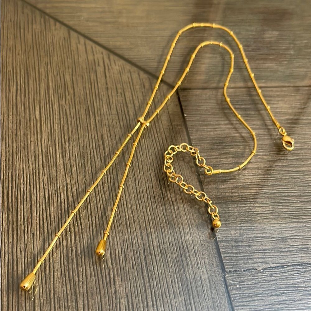 Vintage Style Satellite Lariat Gold-tone Chain, Adjustable